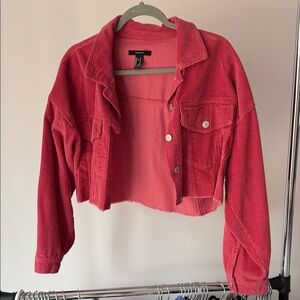 Forever 21 Cropped Corduroy Jacket - Rose Pink